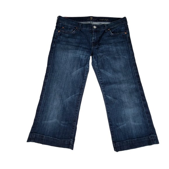 7 For All Mankind Dojo Flare Womens Jeans 29 34x20 Blue Stitch Y2K Rodeo - Picture 1 of 13